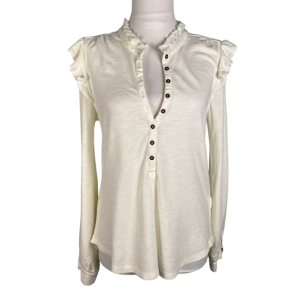 Pilcro Ruffled Henley - Picture 2 of 12